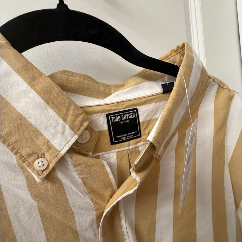 Todd Snyder Yellow & White Vertical Stripe Button-Down Shirt